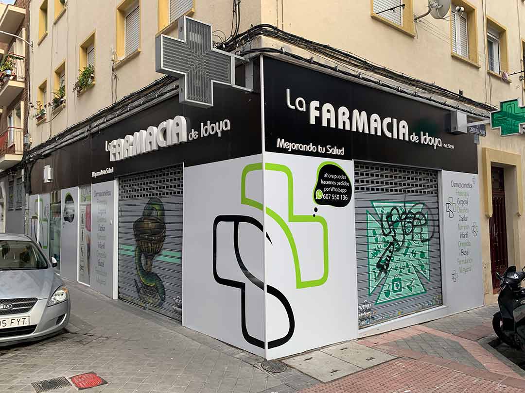 Rotulación fachada farmacia IDOYA Madrid